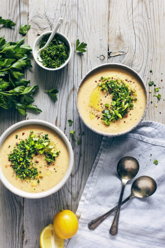 Potato Parsnip and Leek Soup with Chive Gremolata - Evergreen Kitchen