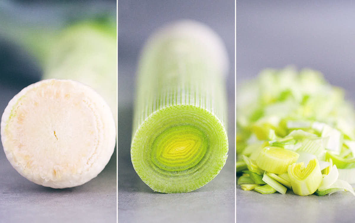 Step by step process of chopping leek