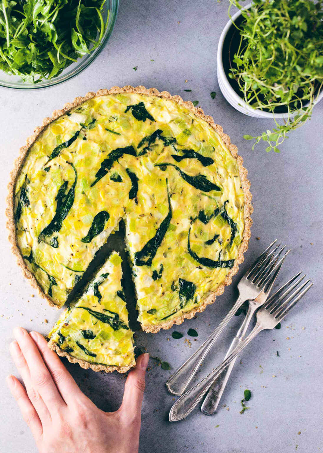 Quiche with Leeks, Thyme and Goat Cheese - Evergreen Kitchen