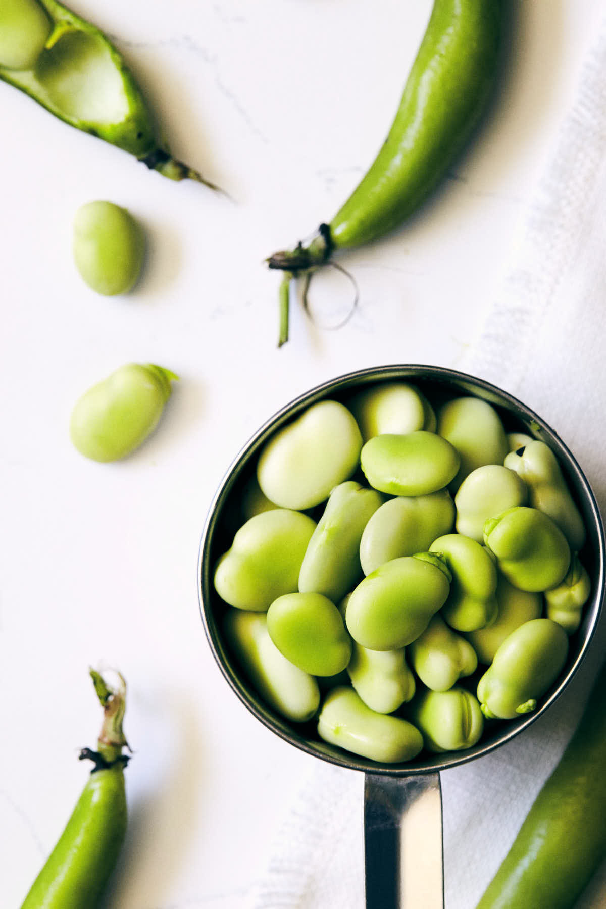 Fava beans to be used in succotash