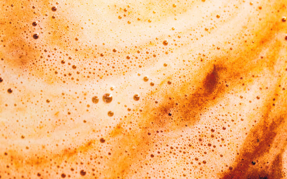 Texture of tomato ginger soup after it has been blended