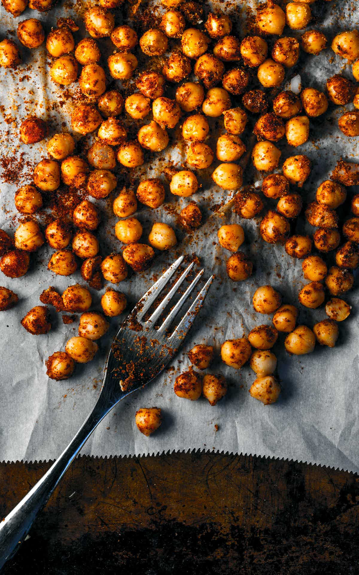 Crispy chickpeas fresh out of the oven