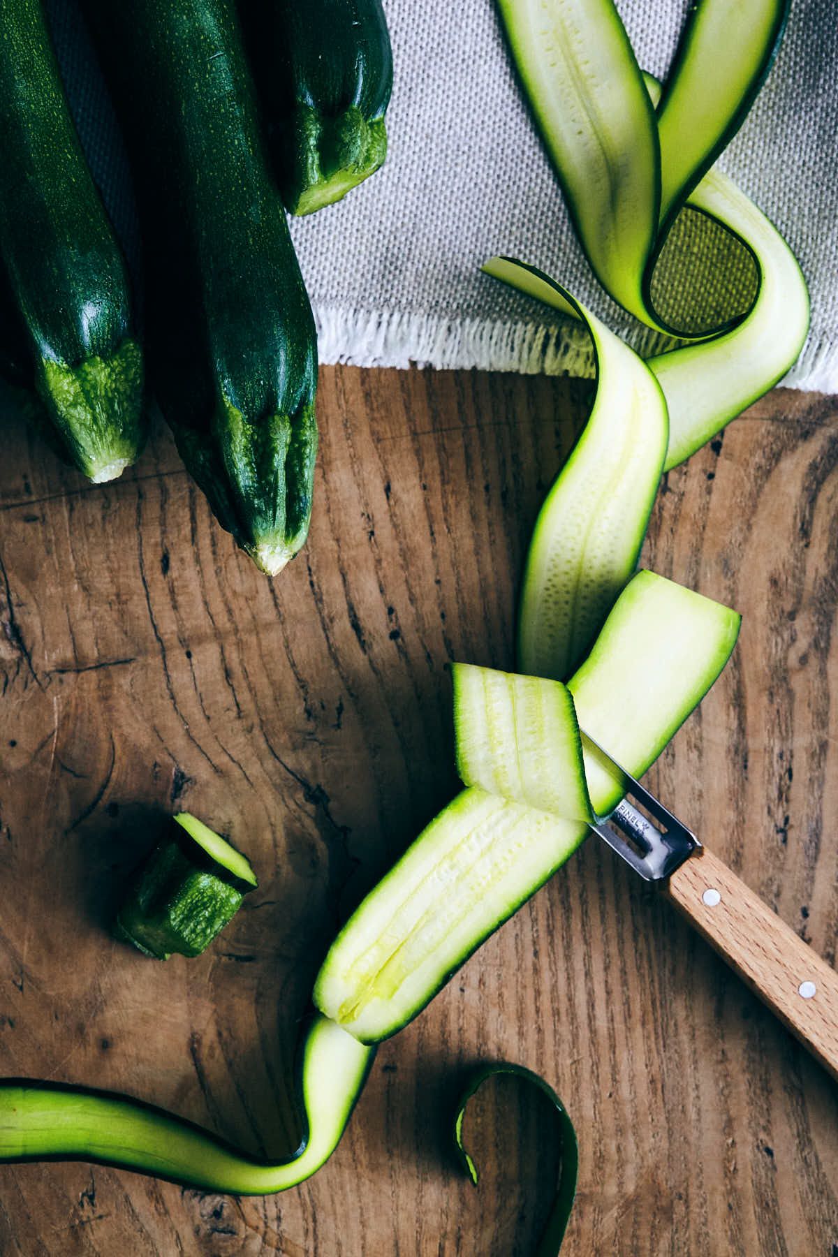 Cutting zucchini into pappardelle style "noodles"