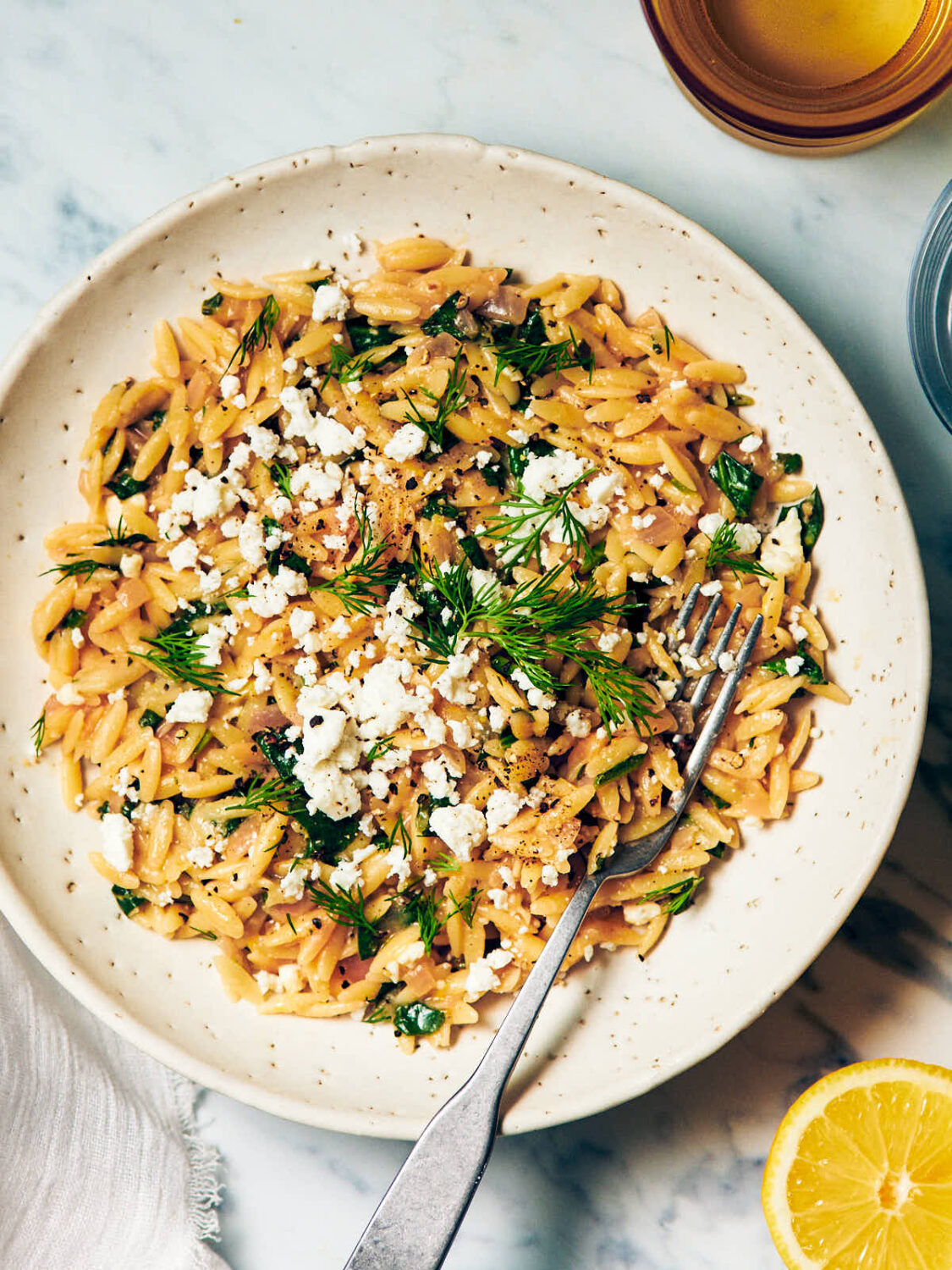 One Pan Chicken and Orzo with Spinach