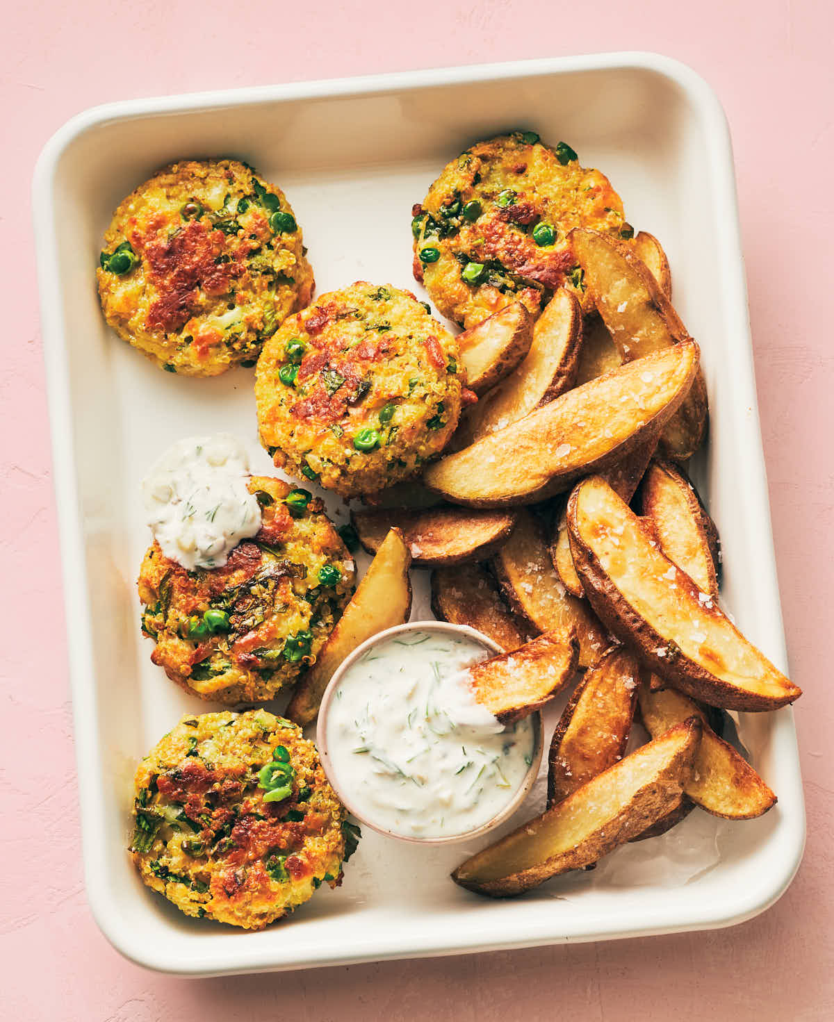 Pea Fritters and Fries from the Evergreen Kitchen cookbook