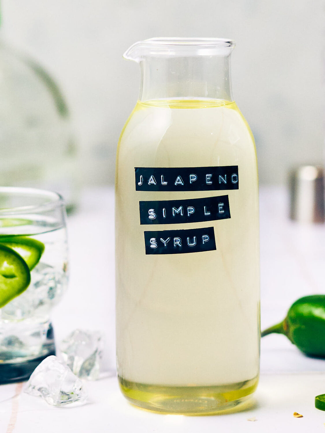The best Jalapeño Simple Syrup in a glass jar.