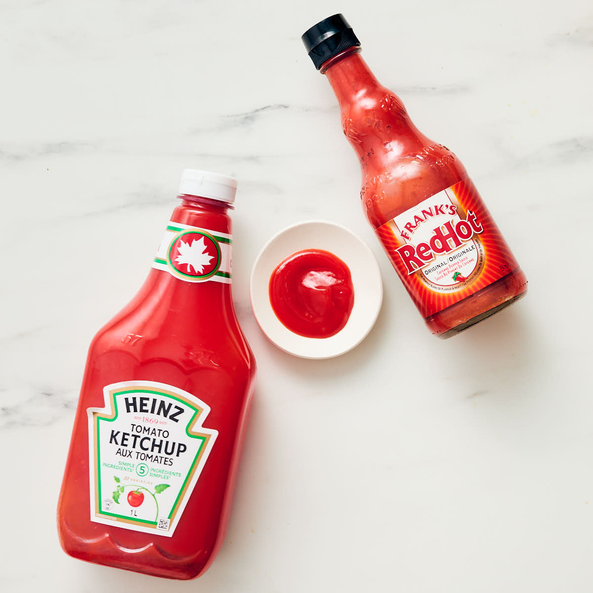 Ketchup and Frank's Red Hot Sauce mixed together for Sriracha substitute.