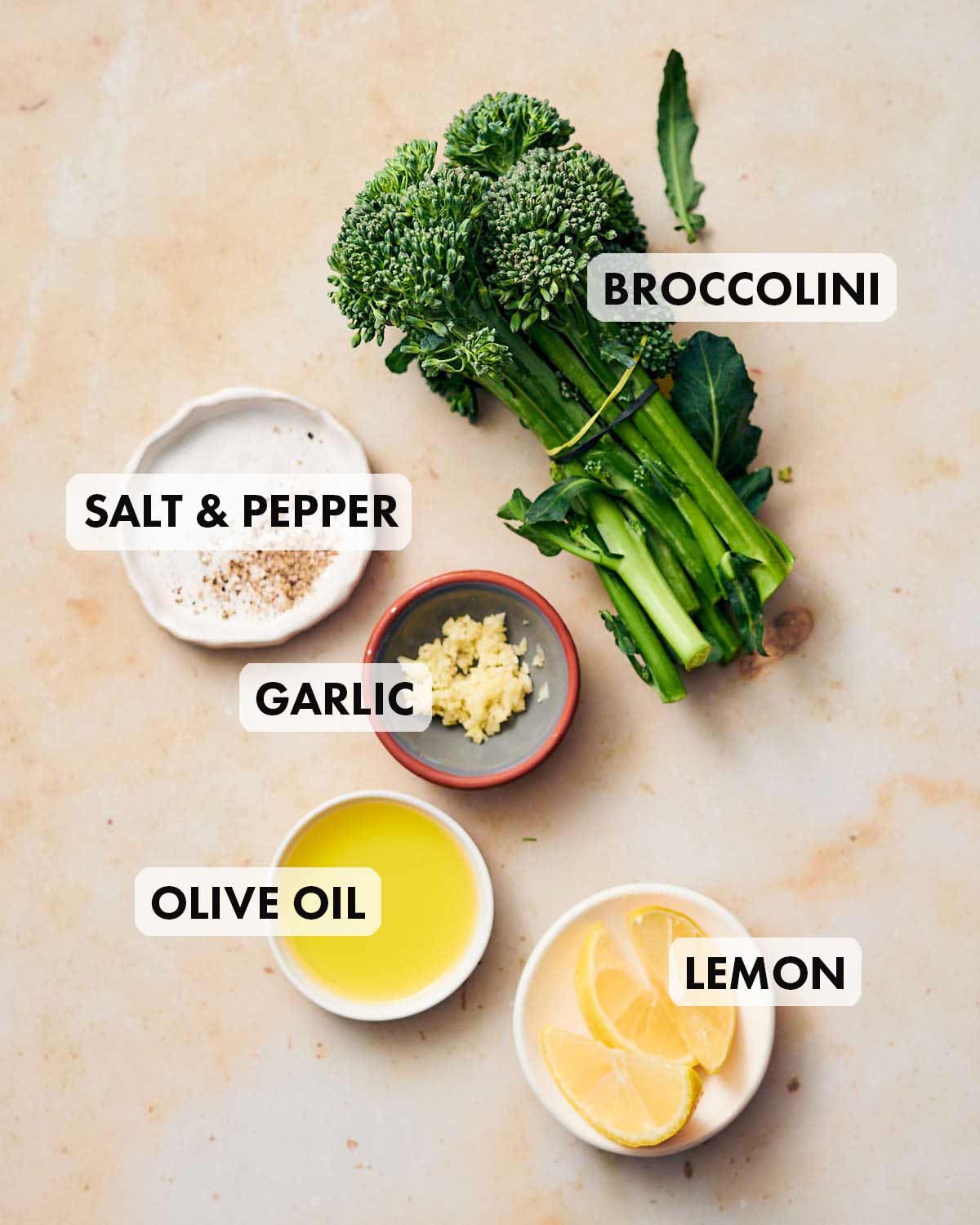 Ingredients to make vegan air fryer broccolini.