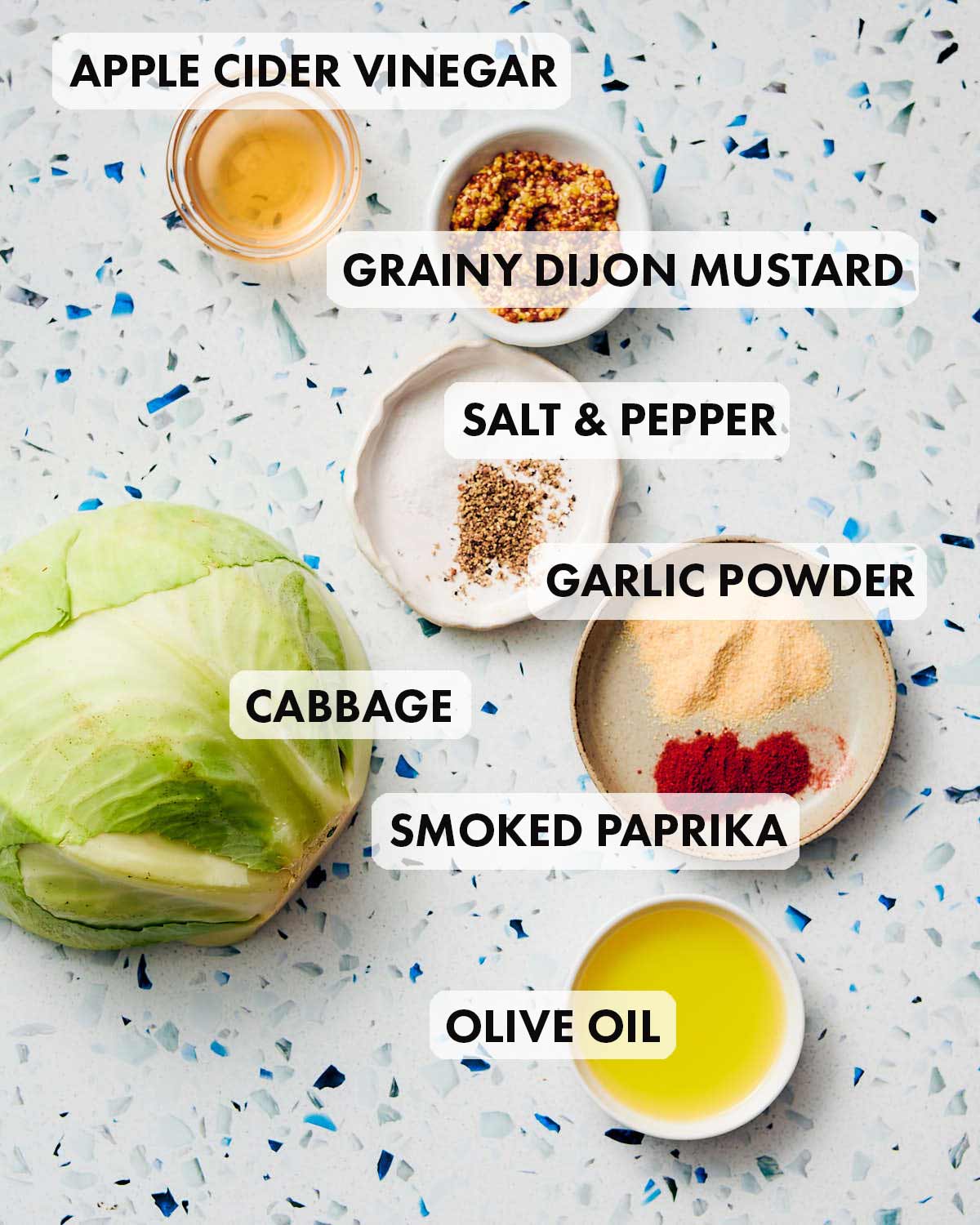 Ingredients to make Air Fryer Cabbage wedges.