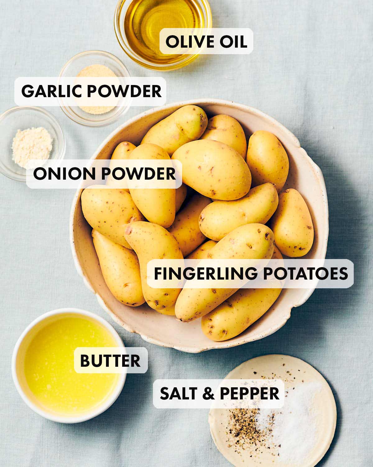 Ingredients to make smashed potatoes.