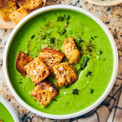 Easiest Frozen Pea Soup - Evergreen Kitchen