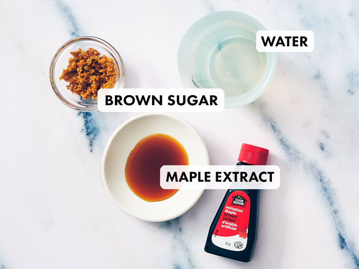 Ingredients to make homemade maple syrup alternative.